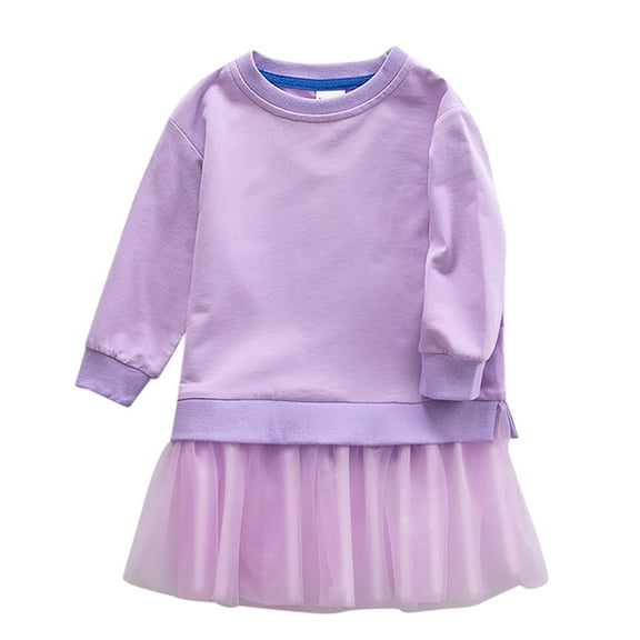 Wangmeiwg Girls' Dresses Girls Knit Dress Soft Comfortable Kids Sweater Outfit with Classic Design and Modern 3-4 Years Purple