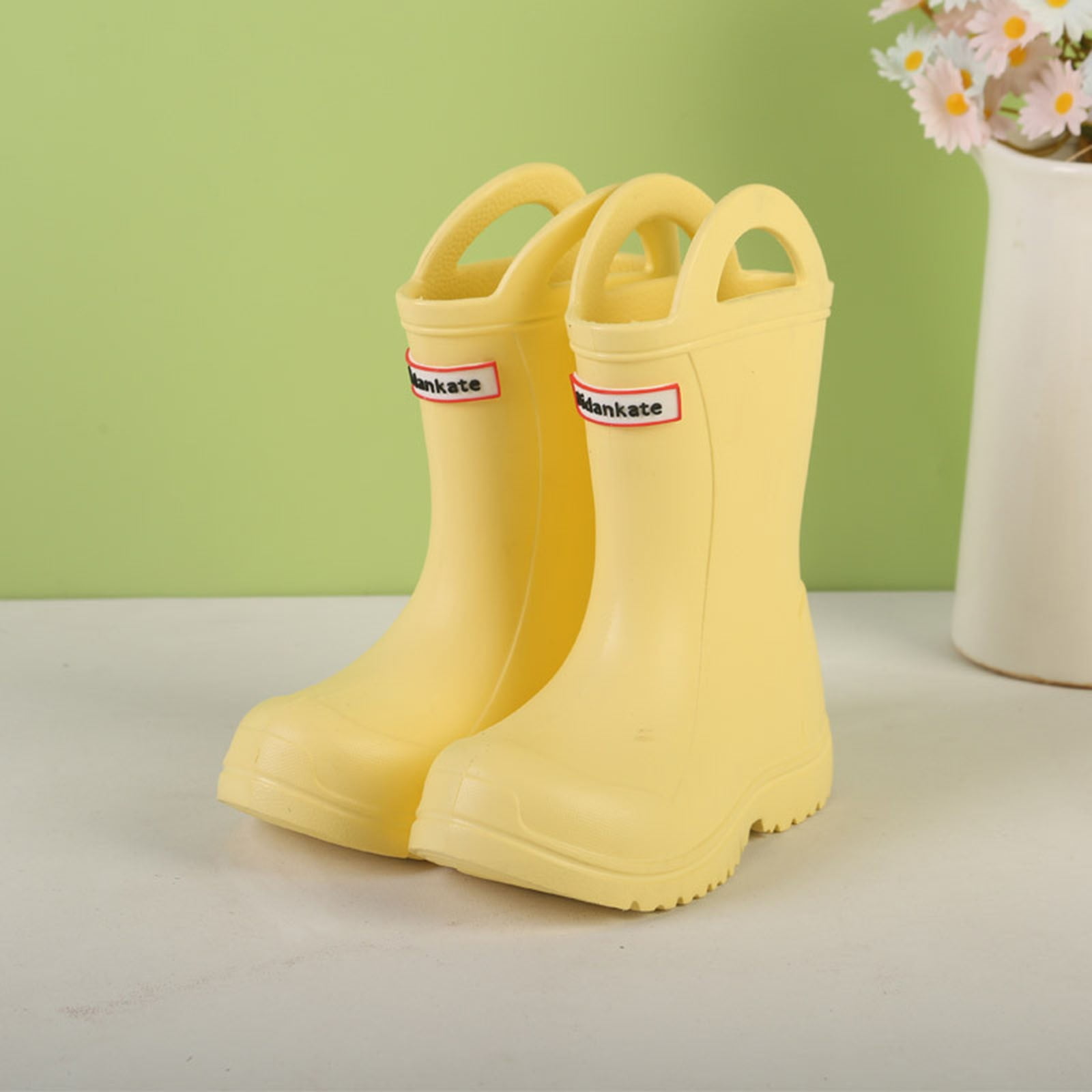 Wangmeiwg Girls Mid Calf Rain Boots Lightweight On Soft Sole ...
