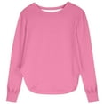 thumbnail image 1 of Wangmeiwg Girls Milk Silk Long Sleeve Blouse Soft Breathable Top Versatile Solid Color Tee Comfortable Slim Fit Shirt For Toddler 9-10 Years Pink, 1 of 4