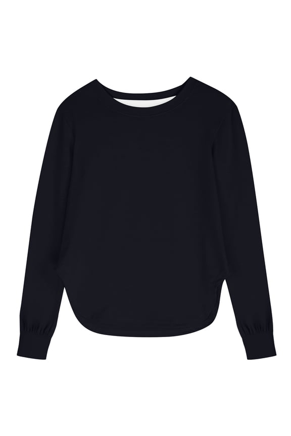 Girls Milk Silk Long Sleeve Blouse Soft Breathable Top Versatile Solid Color Tee For Toddler Slim Fit Comfort Shirt 7-8 Years Black