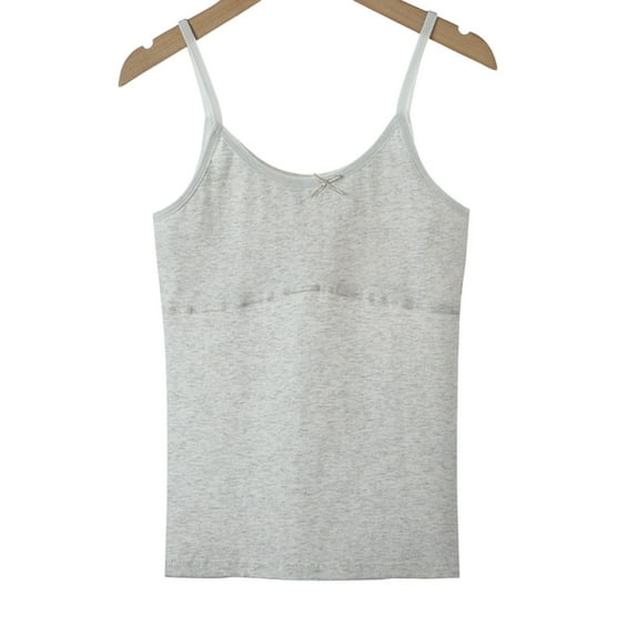 Wangmeiwg Girls Seamless Stretch Camisole Top Soft Training Undershirt Comfort Fit Layering 10-12 Years Grey