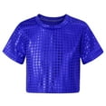 thumbnail image 1 of Wangmeiwg Girls Tops Tees & Shirts – Toddler Glitter Sequined Short Sleeve Top for Party Carnival 10-12 Years Blue, 1 of 4