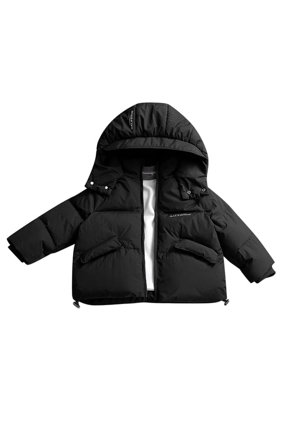Wangmeiwg Girls Winter Down Jacket Warm Windproof Hooded Coat For Autumn And Cold Season 7-8 Years Black