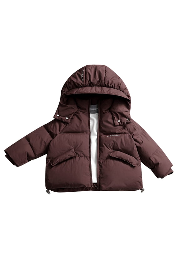 Wangmeiwg Girls Winter Down Jacket Warm Windproof Hooded Coat For Autumn And Cold Season 7-8 Years Brick Red