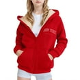 thumbnail image 1 of Wangmeiwg Girls Winter Hooded Zip Up Jacket Printed Soft Casual Outerwear For Everyday Play And Comfortable Activities 12-13 Years Red, 1 of 4