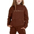 thumbnail image 1 of Wangmeiwg Girls Winter Outfit Set Printed Hooded Sweatshirt And Pants Casual Wear Ensemble For Ages 1 To 9 Years With Easy Care Instructions 8-9 Years Coffee, 1 of 4