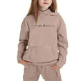 thumbnail image 1 of Wangmeiwg Girls Winter Outfit Set Printed Hooded Sweatshirt And Pants Casual Wear Ensemble For Ages 1 To 9 Years With Easy Care Instructions 8-9 Years Khaki, 1 of 4