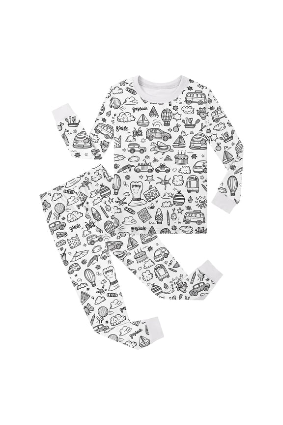 Handmade Doodle Sketching Art Set for Girls Long Sleeve Round Neck Outfit DIY Coloring Activity 7-8 Years White