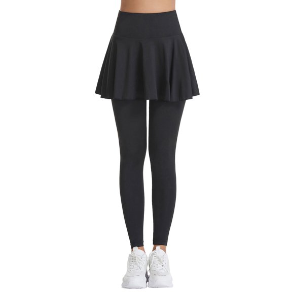 Wangmeiwg High Waist Yoga Pants with Pockets for Women Workout Sport Skirt Design Casual Trousers Black S