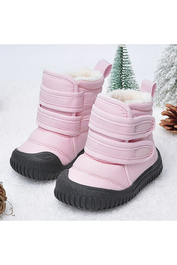 Hook Loop Low Cut Cloth Boots for Kids Winter Outdoor Adventure and Comfort 12-18 Months Pink