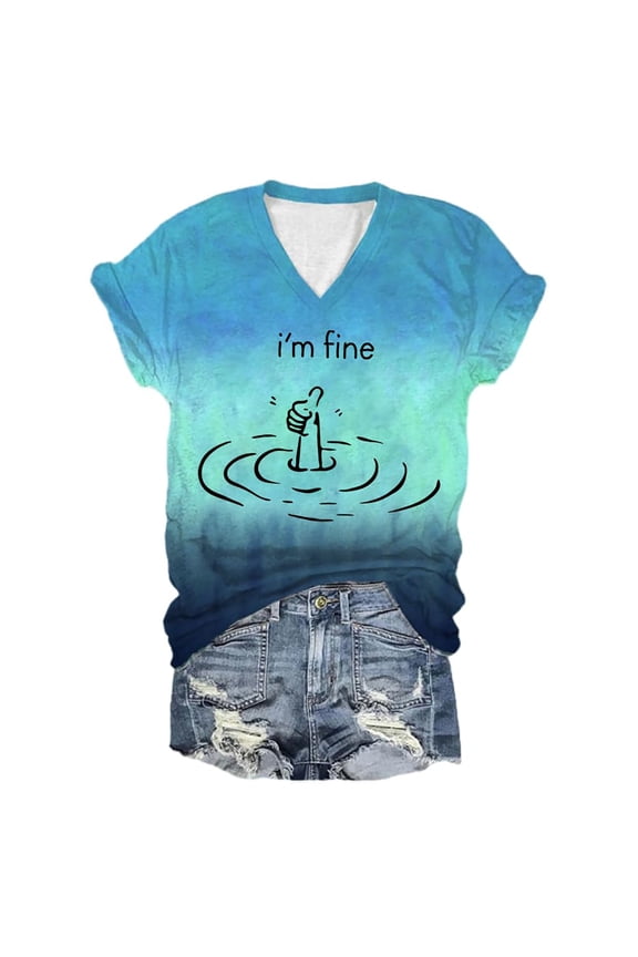 I'm Fine Tee Shirt Funny Graphic T Shirts For Women Loose Fit Sarcastic Saying Women Casual Shirts Summer