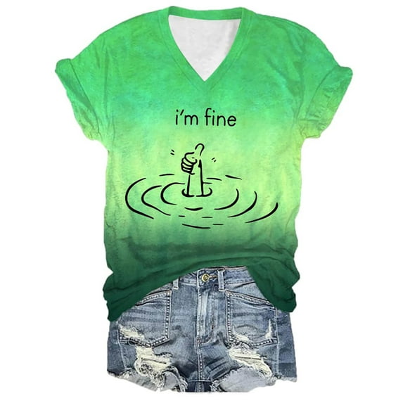 Wangmeiwg I'm Fine Tee Shirt Funny Graphic T Shirts For Women Loose Fit Sarcastic Saying Women Casual Shirts Summer