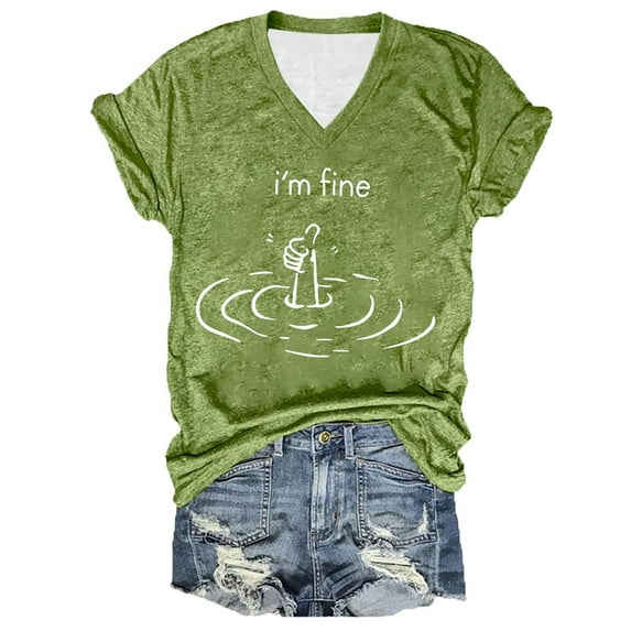 Wangmeiwg I'm Fine Tee Shirt Funny Graphic T Shirts For Women Loose Fit Sarcastic Saying plus Size Womens Turtleneck Long Sleeve