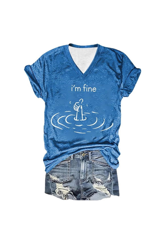 I'm Fine Tee Shirt Funny Graphic T Shirts For Women Loose Fit Sarcastic Saying plus Size Womens Turtleneck Long Sleeve