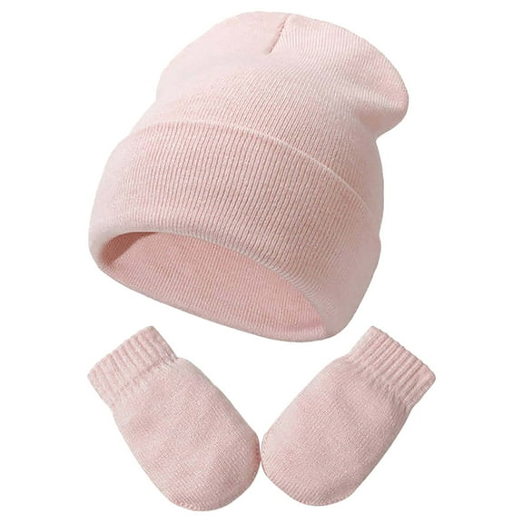 Wangmeiwg Kids Hats & Caps Toddler Boys and Girls Winter Knit Hats with Gloves for Soft Baby Caps 2-5 Years Pink