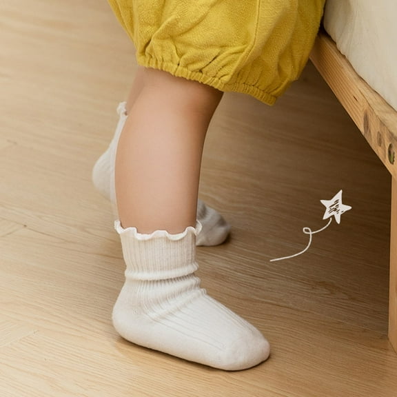 Wangmeiwg Kids Non Breathable Ankle Socks with Lace Trim Soft Everyday Toddler Footwear Comfortable Pack for Children 2-4 Years White