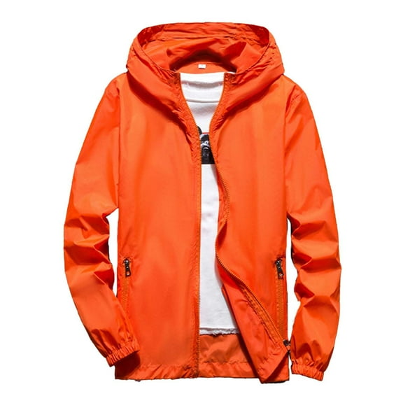 Wangmeiwg Mens Sweatshirts Lightweight Breathable Outdoor Skin Windbreaker Jacket For Men And Women All Weather Comfortable Hiking Travel M Orange