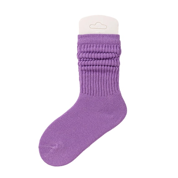 Wangmeiwg Soft Everyday Kids Mid Crew Socks For Autumn Comfortable Stackable Toddler Wear Ideal School Play Casual Boys Girls 2-5 years Light Purple