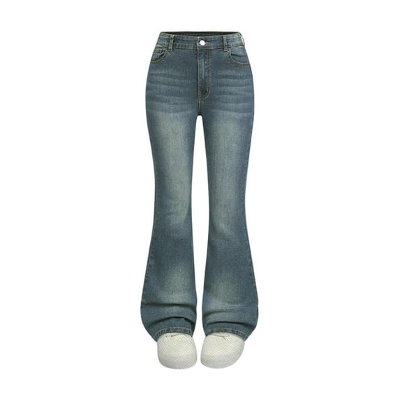 Wangmeiwg Stretch Flare Jeans For Girls Comfortable Skinny Denim Pants Fashionable Casual Wear With Elastic Waist Soft Fabric Durable Stitching 13-14 Years Navy