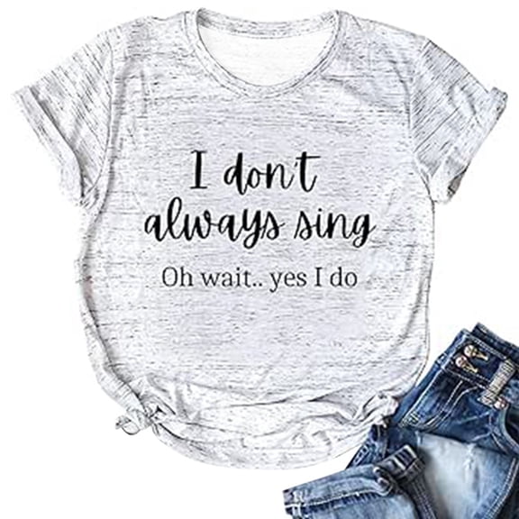 Wangmeiwg Stylish Casual Printed Short Sleeve Round Neck Tee for Women Idealwear and Easy Mix with Denim Light Gray XXL