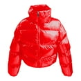 thumbnail image 1 of Wangmeiwg Stylish Girls Winter Padded Outerwear Shiny Insulated Jacket For Cold Weather Thickened Warm Coat Children Wear 7-8 Years Red, 1 of 5