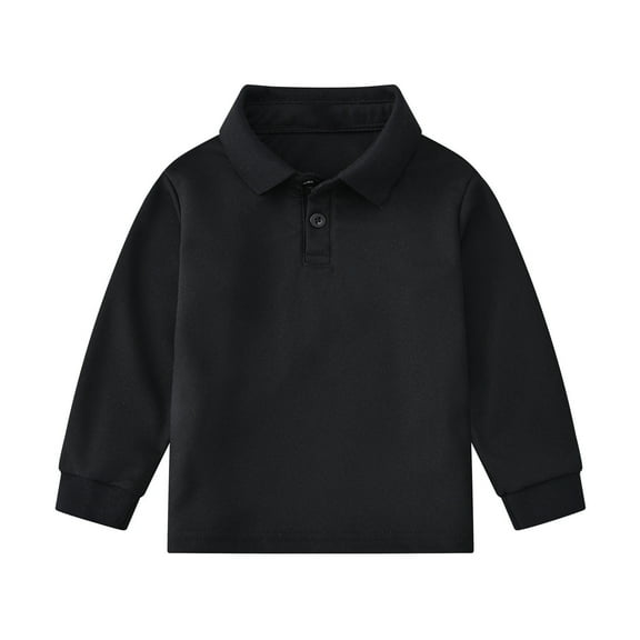Wangmeiwg Stylish Long Sleeve Casual Gentleman Top for Toddler Boys Holiday Dress Shirt Comfortable Tee 5-6 Years Black
