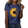 thumbnail image 1 of Wangmeiwg Sunflower Printed O Neck T Shirt Women Loose Fit Floral Printed Tee Shirt Clothing Women Long Sleeves Women Shirt, 1 of 4