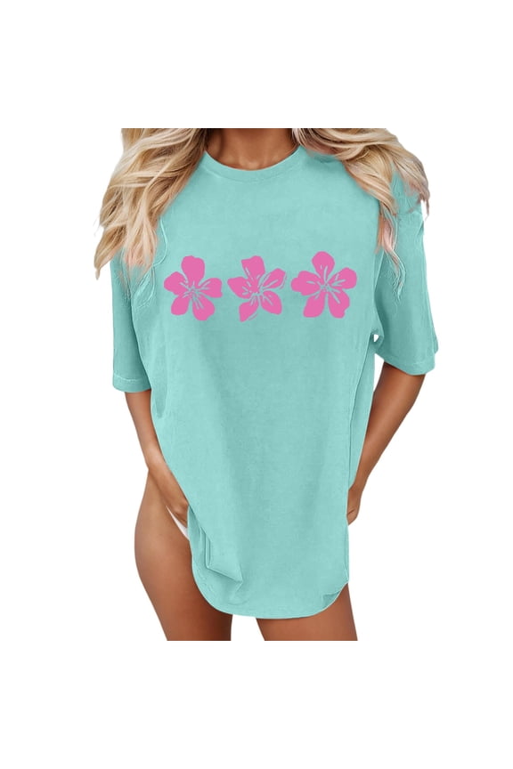 T Shirt Beach Oversized Graphic Tees For Women Vintage Baggy Shirts Summer Vacation Tops Workout Women Shirt