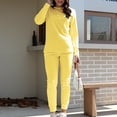 thumbnail image 1 of Wangmeiwg Thermal Underwear Top for Women - Autumn Winter Cozy Set with Round Neck Long Sleeves and Thick Bottoming Shirt and Slim Fit Elastic Waist Trousers Yellow L, 1 of 8