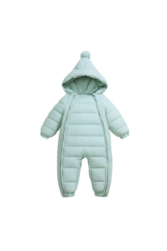 Toddler Boys Long Sleeve Solid Winter Coat Jacket Thickened Windproof Warm Jumpsuit Outwear for Kids 6-12 Months Green