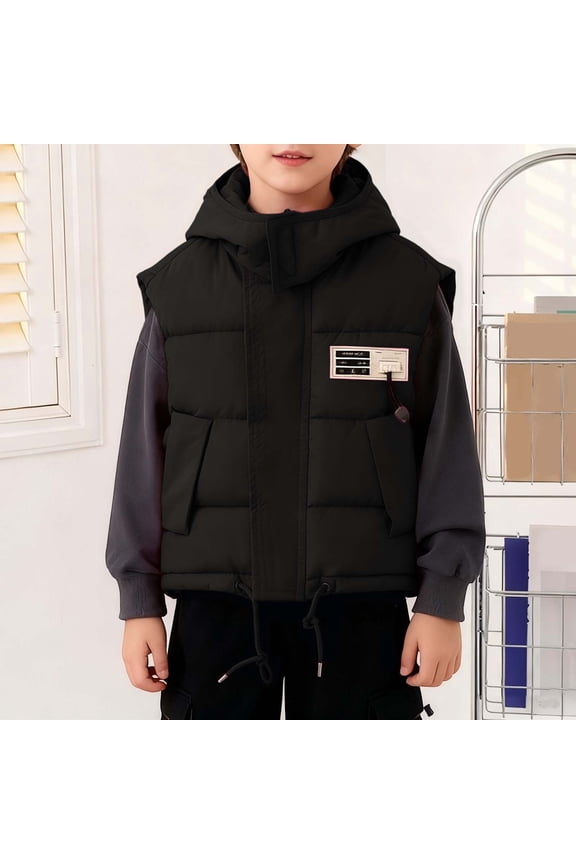 Wangmeiwg Warm Boys Down Vest Outerwear for Autumn Winter Seasons Lightweight Insulated Sleeveless Jacket 3-4 Years Black