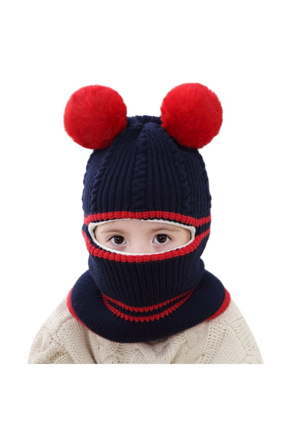 Windproof Thermal Knitted Hood for Kids Winter Ski Cycling and Outdoor Activities with Protective Earflap Design One Size E
