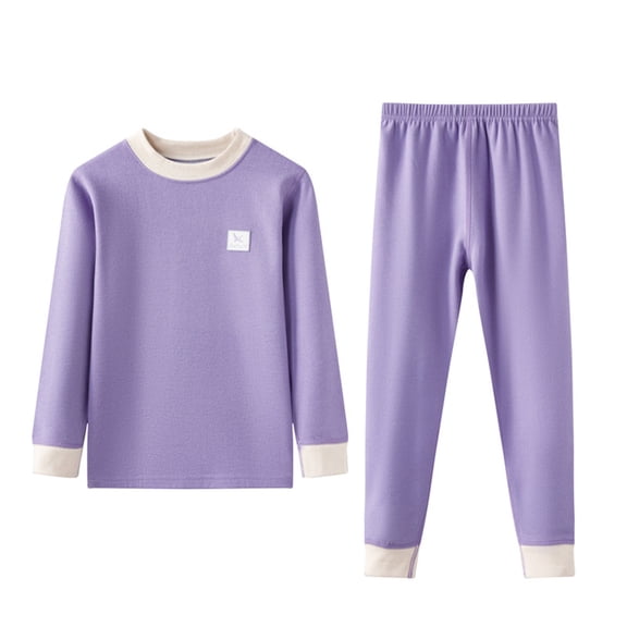 Wangmeiwg Winter Thermal Long Sleeve Top and Pants Two Piece Clothing Ensemble for Toddler Girls and Boys 4-5 Years Purple