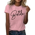 thumbnail image 1 of Wangmeiwg Women's Casual Fashion Letter Print Short Sleeve Round Neck T Shirt Versatile Tee for and Weekend Breathable Blend Top Classic Round Neck Design Pink L, 1 of 4