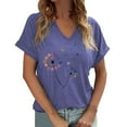 thumbnail image 1 of Wangmeiwg Women's Casual Fashion Printed V Neck Short Sleeved T Shirt Top Extra Large Women, 1 of 4