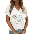 thumbnail image 1 of Wangmeiwg Women's Casual Fashion Printed V Neck Short Sleeved T Shirt Top Extra Large Women, 1 of 4