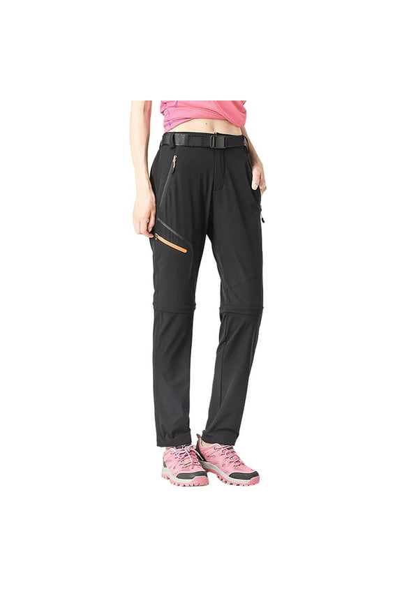 Women's Casual Pants Unisex Convertible Hiking Pant for Summer Lightweight Nylon Stretch Trouser with Detachable Legs Black XXXXL
