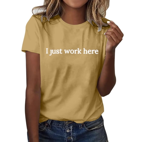 Wangmeiwg Women s Casual Solid Print Round Neck Short Sleeve Shirt Top Womens T-Shirts Yellow L