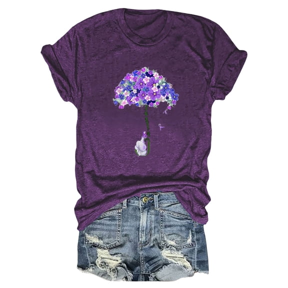 Wangmeiwg Women's I Will Remember For You Awareness Print T Shirt Short Sleeve