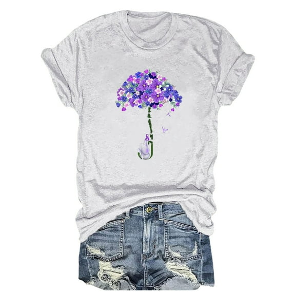 Wangmeiwg Women's I Will Remember For You Awareness Print T Shirt Short Sleeve