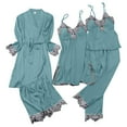 thumbnail image 1 of Wangmeiwg Women's Pajama Sets 4/5pcs Women Pajama Sets Silk Lace Robe Sleepwear Nightdress Floral Lace Trim Pajama Pants Ensemble L Green, 1 of 3