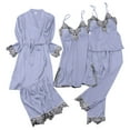 thumbnail image 1 of Wangmeiwg Women's Pajama Sets 4/5pcs Women Pajama Sets Silk Lace Robe Sleepwear Nightdress Floral Lace Trim Pajama Pants Ensemble XL Light Purple, 1 of 3