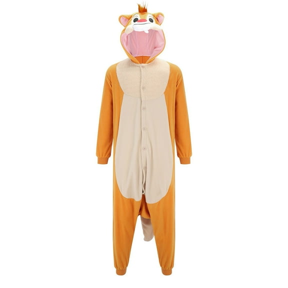 Wangmeiwg Women's Pajama Sets Cozy Squirrel Print Hooded Jumpsuit Pajama Set For Women And Men Nightwear Wear Romper Club Outfit S Brown