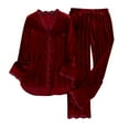 thumbnail image 1 of Wangmeiwg Women's Pajama Sets Gold Velvet Winter Sleepwear Set for Women with Long Sleeve Top and Comfortable Trousers M Wine, 1 of 2