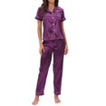 thumbnail image 1 of Wangmeiwg Women's Pajama Sets Satin Sleepwear Set For Women Comfortable Nightgown And Robe Loose Fit Pajama Suit With Elegant Sleeved Design S Purple, 1 of 4