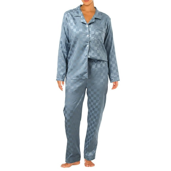 Wangmeiwg Women's Pajama Sets Secret Ice Silk Long Pajama Set for Women Comfort Nightwear Sleepwear Outfit Elegant Design L Blue