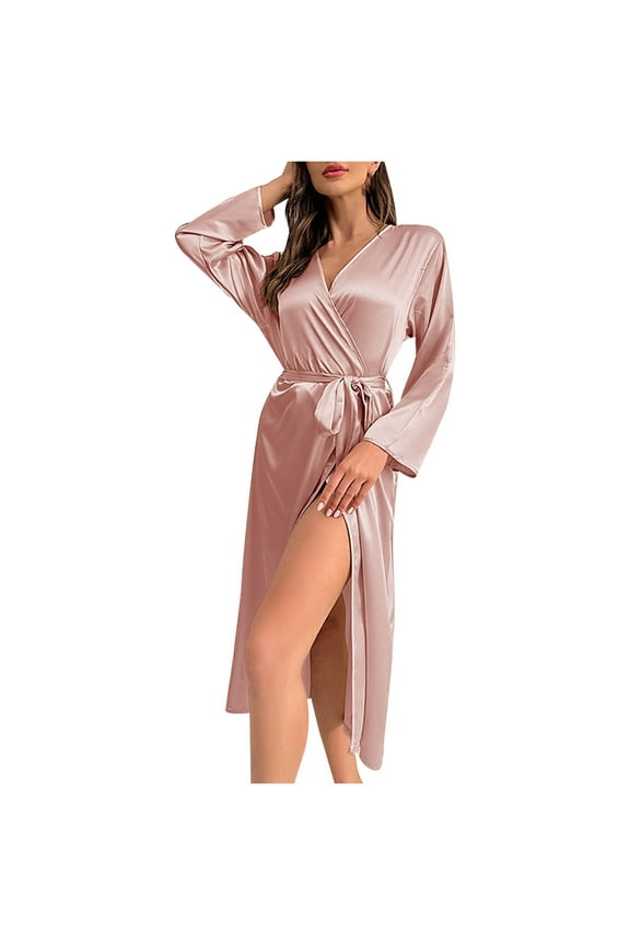 Women's Pajama Sets Elegant Women's Kimono Robe Long Knitted Bathrobe for Sleepwear and Lounging Comfort S Light Pink
