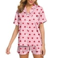 thumbnail image 1 of Wangmeiwg Women's Pajama Sets Womens Satin Pajama Set Two Piece Sleepwear Loungewear with Elegant Button Down Shirt Comfortable Nightwear Outfit L Pink, 1 of 5