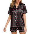 thumbnail image 1 of Wangmeiwg Women's Pajama Sets Womens Satin Pajama Set Two Piece Sleepwear Loungewear with Elegant Button Down Shirt Comfortable Nightwear Outfit XXL Black, 1 of 5