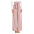 thumbnail image 1 of Wangmeiwg Women's Pants High Waisted Wide-Leg Women's Casual Pants for andwith Belt and Zipper– Comfortable Fit for Modern Wardrobe Pink L, 1 of 5